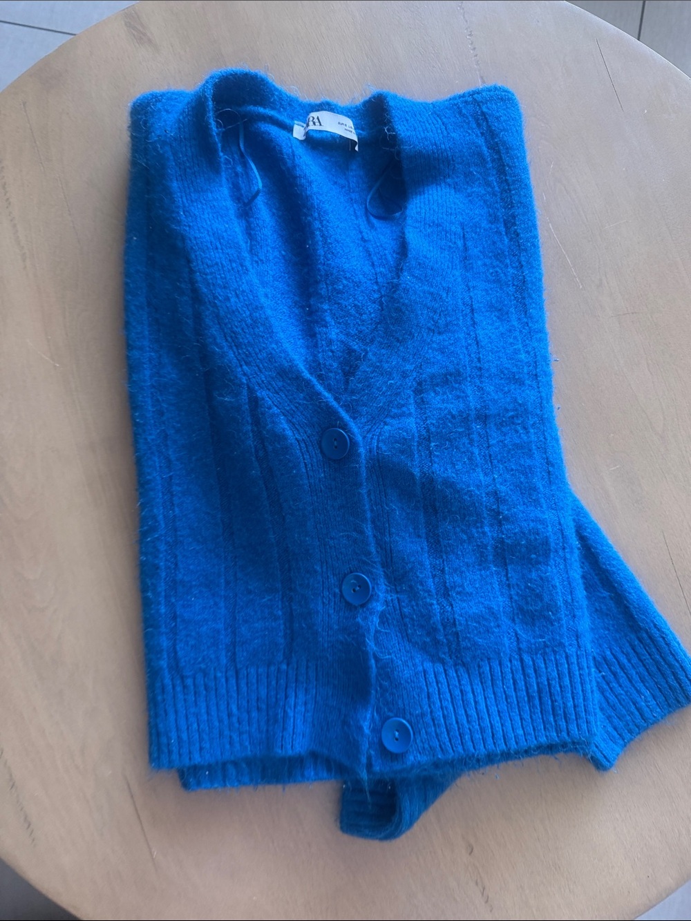 Blue cropped V-Neck Cozy Cardigan Sweater